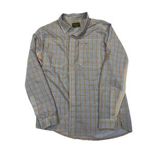 Marsh Wear Men’s M Long Sleeve Button-Up Fishing Shirt Blue/Tan Vented Quick Dry